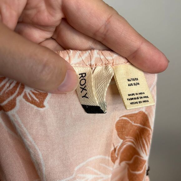Roxy Floral Peach Spaghetti Strap V-Neck Summer Beach Playsuit XL - Picture 6 of 8